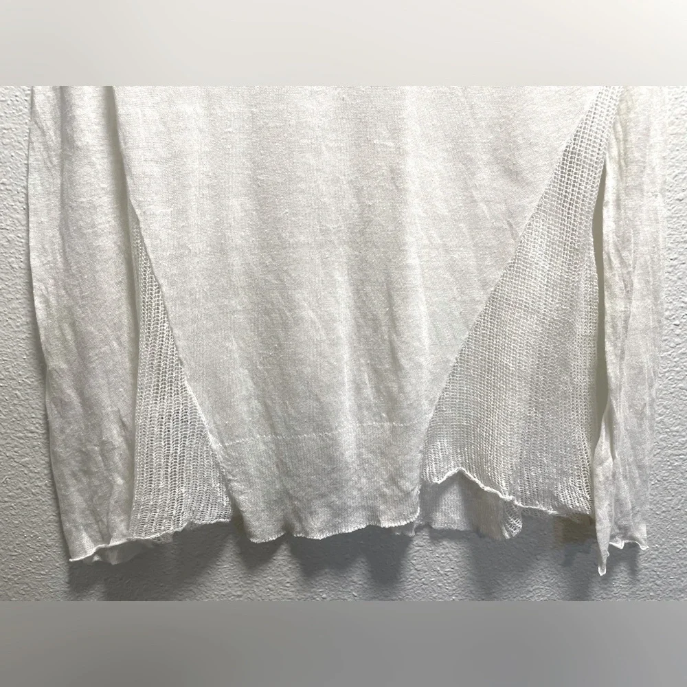 Eileen Fisher Hemp Blend Knit Sheer Long Sleeve Blouse Italian Yarn White Small - Picture 7 of 8